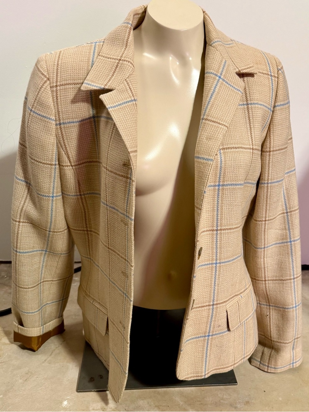 Vintage plaid wool blazer